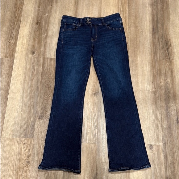 American Eagle Kick Boot Dark Wash Stretch Jeans Size 12 Long - Picture 1 of 7